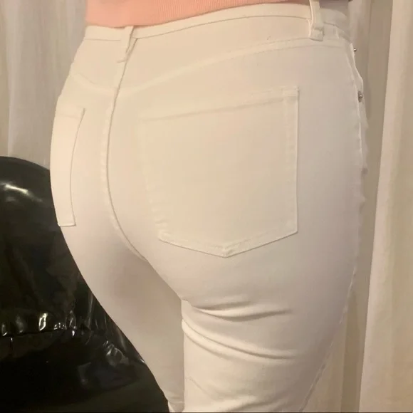 J. Crew White Billie Demi Boot Crop Jeans Kick-flare Denim Pants Size 27 EUC - Picture 13 of 16